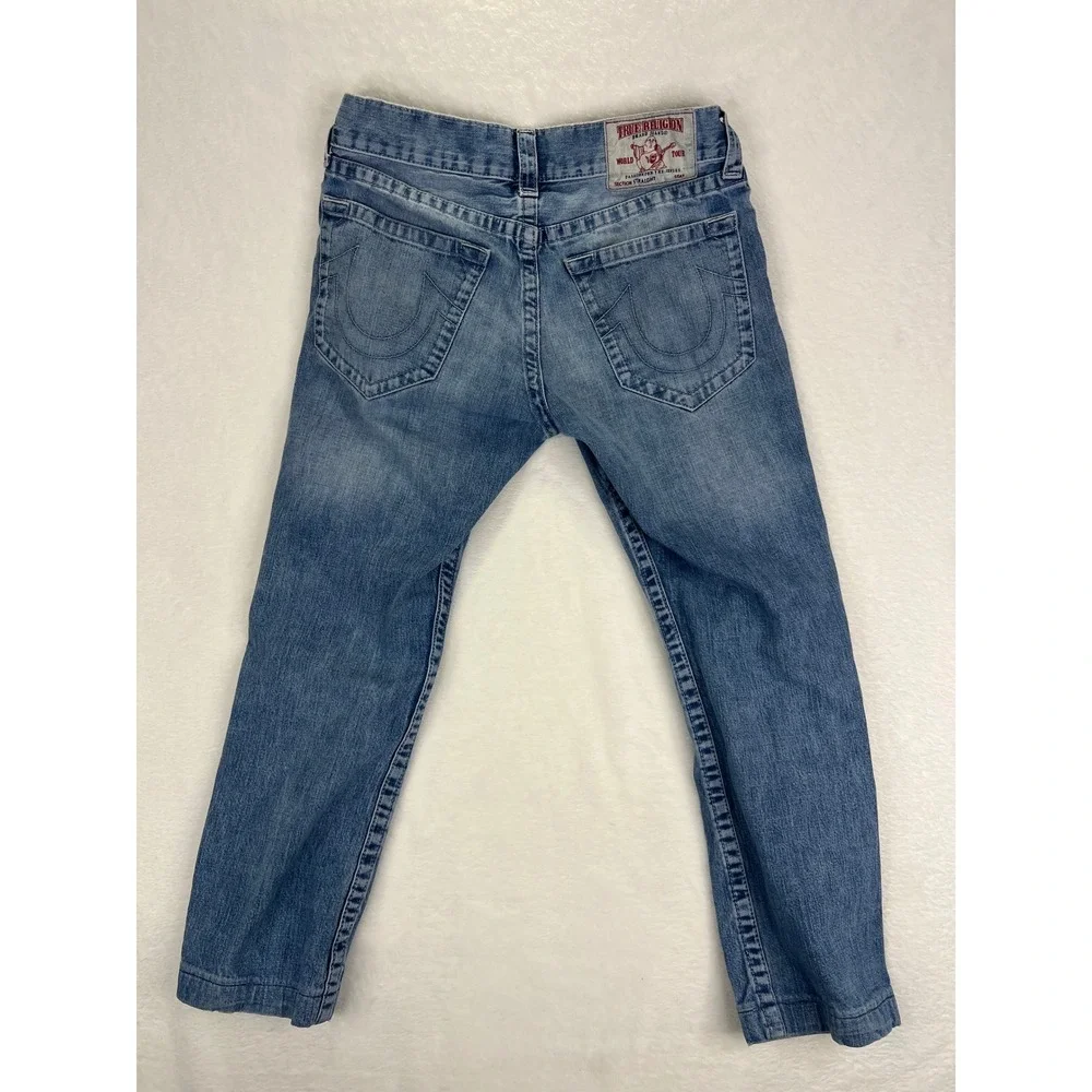 True Religion Mens Straight Leg Blue Denim Jeans Medium Wash Size 32